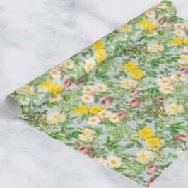 Papel de embrulho de rosa botânica vintage em vidr