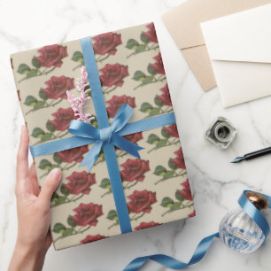Papel de embrulho de Rosa vermelha de vindima