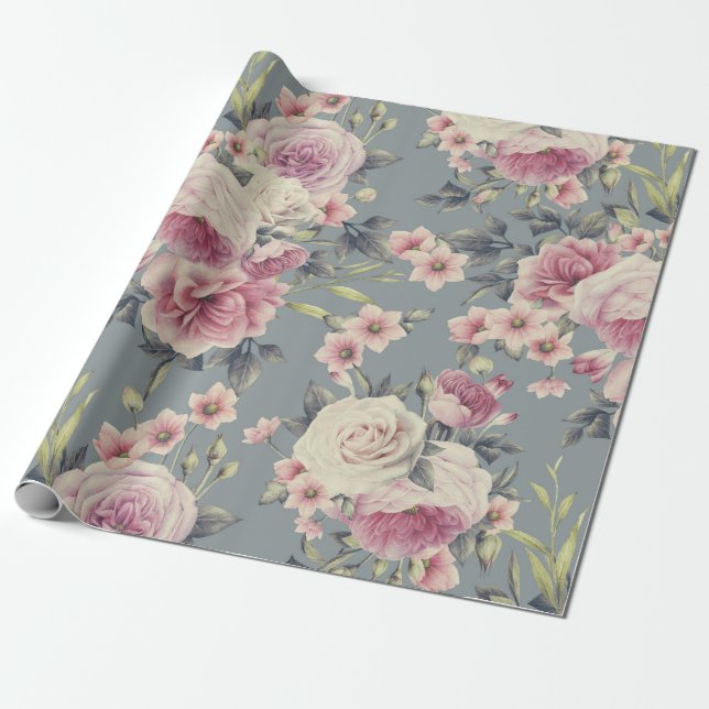 papel de embrulho de rosas rosa (Desenrolado)