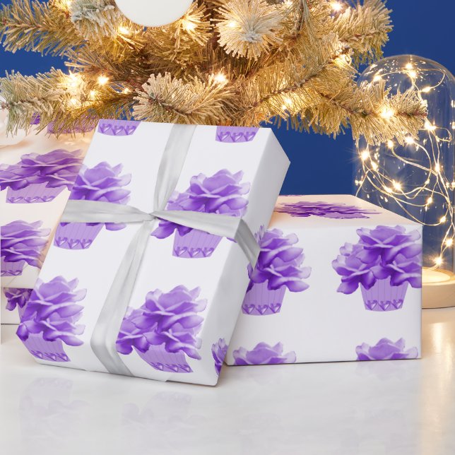 Papel de embrulho de rosas roxas elegantes (Feriados)