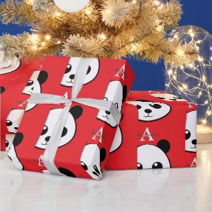 Papel de embrulho de rosto de panda sorridente – M