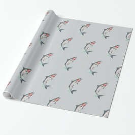 Papel de embrulho de salmão de arte popular minima