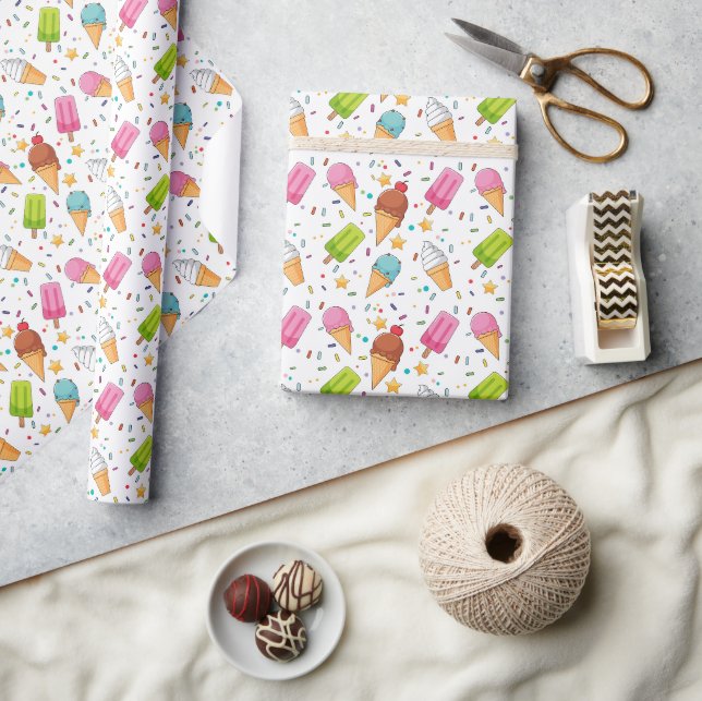 Papel de embrulho de sorvete, presente doce (Artesanato)