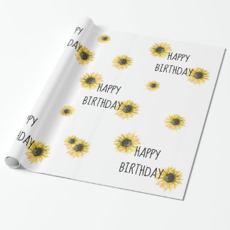 Papel de embrulho de Sunflower Happy Birthday