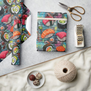 Papel de embrulho de sushi com grafite vibrante