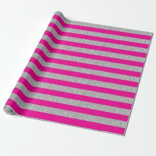 Papel de embrulho de tiras de brilho rosa quente e