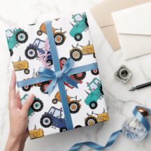 Papel de embrulho de trator, papel de presente de 