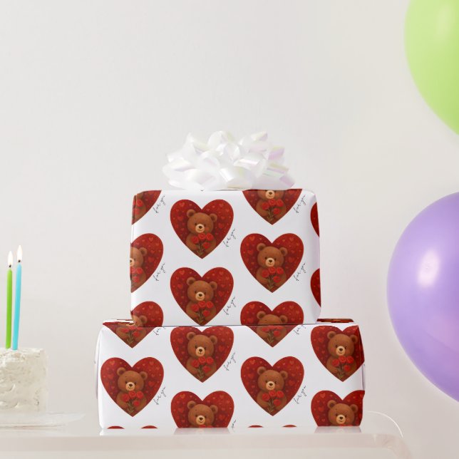 Papel de embrulho de urso de pelúcia personalizado (Presentes para festas)