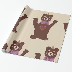 Papel de embrulho de urso Presente de bebê embrulh