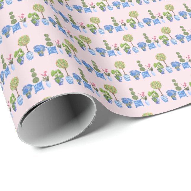 Papel de embrulho de vasos de jardim (em rosa) (Ponta do rolo)
