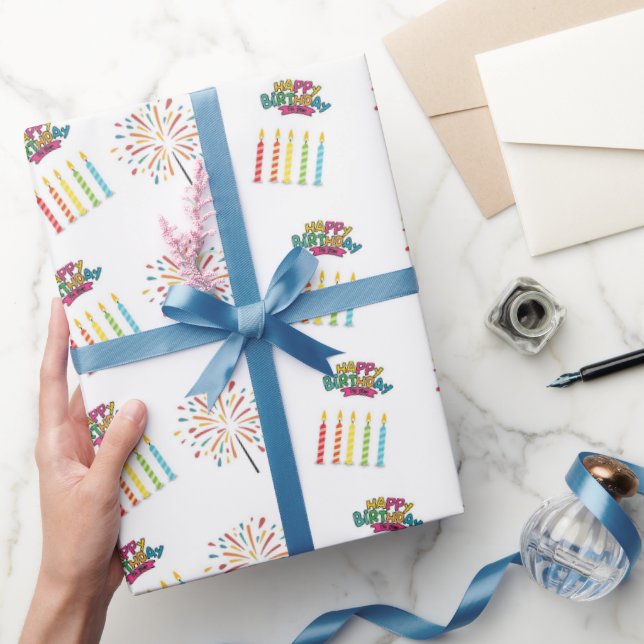 Papel de embrulho de velas de aniversário colorido (Presentear)