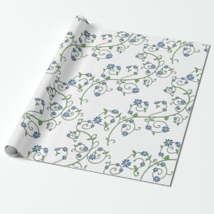 Papel de embrulho de videira floral azul