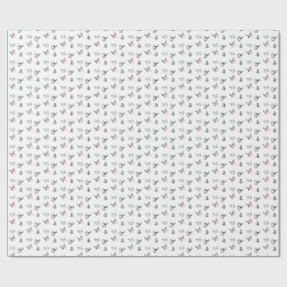 Papel de embrulho desenhado à mão com gato e fio m