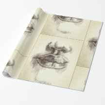 Papel de embrulho Desenho a lápis de Lábios e Nari