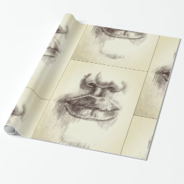 Papel de embrulho Desenho a lápis de Lábios e Nari