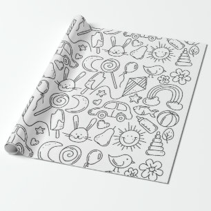Papel de Embrulho Desenhos para Colorir Cores Lind