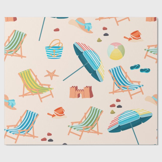 Papel de embrulho Dia de Praia de Verão Retro - Ca (Aberto)