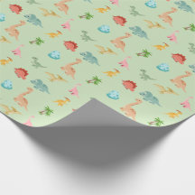 Papel de embrulho Dinosaur Friends – Verde Sage