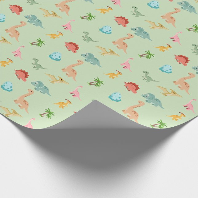 Papel de embrulho Dinosaur Friends – Verde Sage (Ponta)
