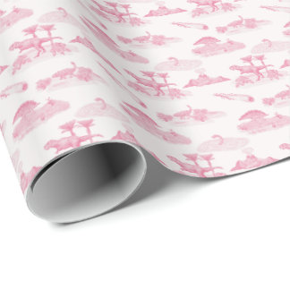 Papel de embrulho Dinosaur Toile (Rosa)