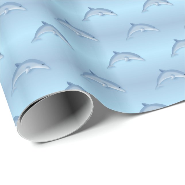 Papel de embrulho divertido de golfinhos de desenh (Ponta do rolo)