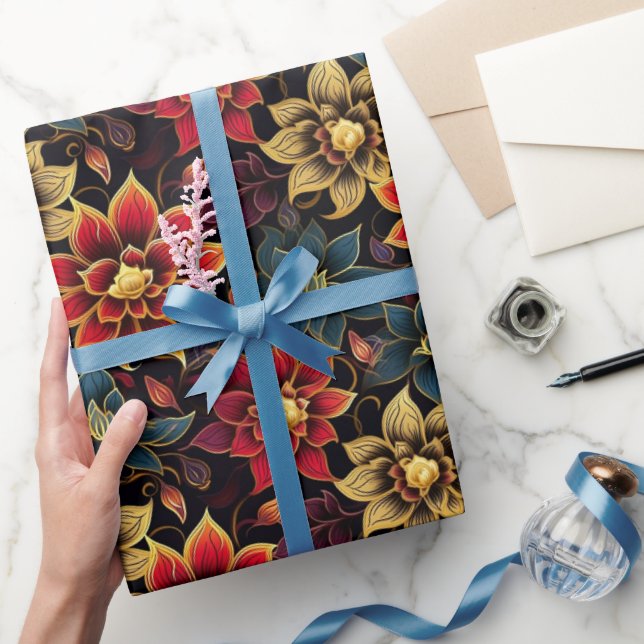 Papel de embrulho Diwali Florais (Presentear)