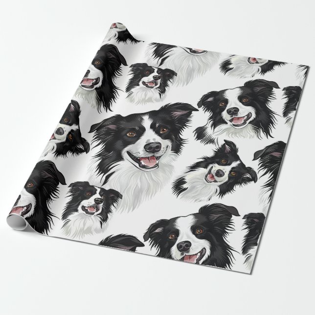 Papel de embrulho do Border Collie brincalhão (Desenrolado)