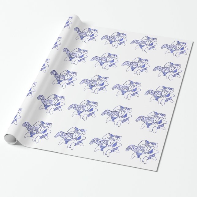 Papel de embrulho do Cavalo Dala Azul (Desenrolado)