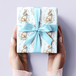 Papel de embrulho do coelho da Páscoa em azul past