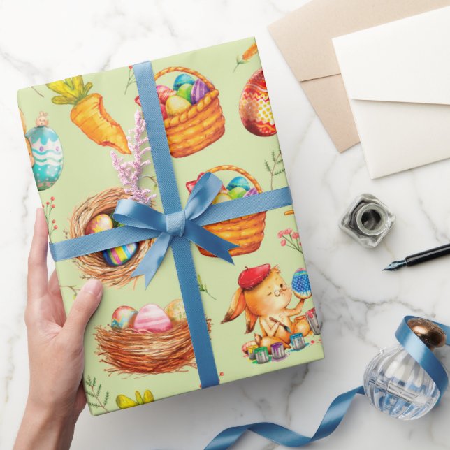 Papel de embrulho do coelho da Páscoa ocupado (Presentear)