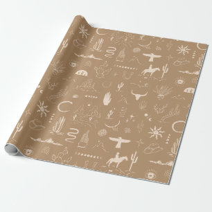 Papel de embrulho do cowboy ocidental e cacto