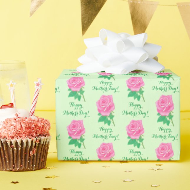Papel de embrulho do Dia das Mães Rosa Pink (Festa de aniversário)