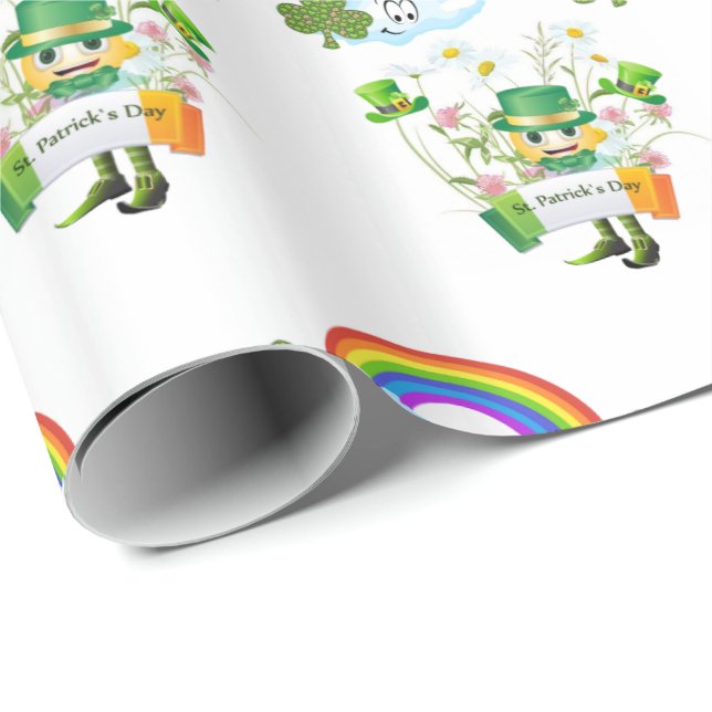 Papel de embrulho do Dia de São Patrício Arco-íris (Ponta do rolo)