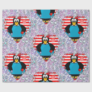 Papel de embrulho do Dia dos Namorados Pinguim Cor