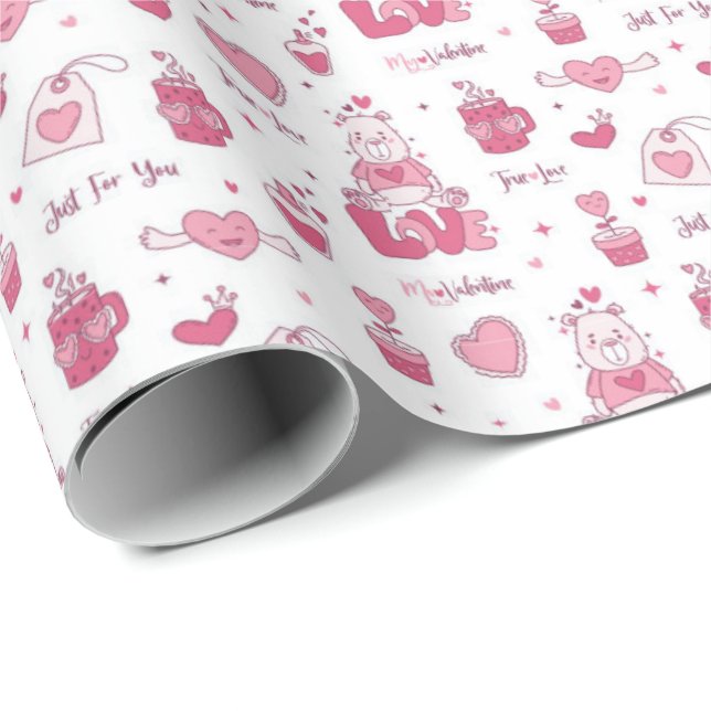 Papel de embrulho do Dia dos Namorados – Presente  (Ponta do rolo)