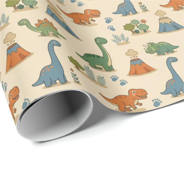 Papel de embrulho do dinossauro fofo (Ponta do rolo)
