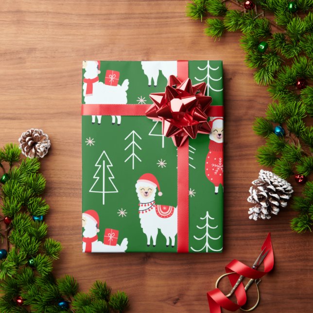 Papel de embrulho do lhama de Natal (Presente de Natal)