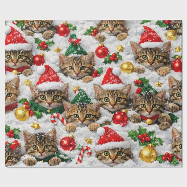 Papel de embrulho do mundo encantado de gatinhos f ("Perfectly festive kittens bringing holiday joy")