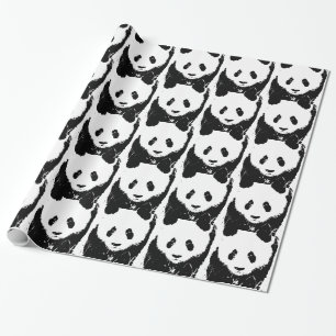 Papel de embrulho do Natal da panda do pop art