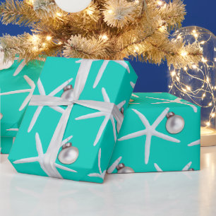 Papel de embrulho do Natal de turquesa do teste