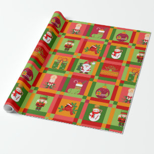 Papel de embrulho do Papai Noel de Patchwork de Na
