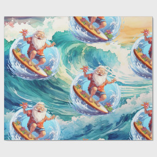 Papel de embrulho do Papai Noel surfando