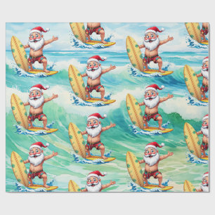 Papel de embrulho do Papai Noel surfando