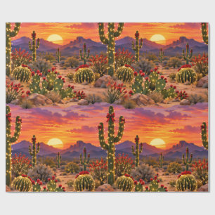Papel de embrulho do pôr do sol do Natal no desert