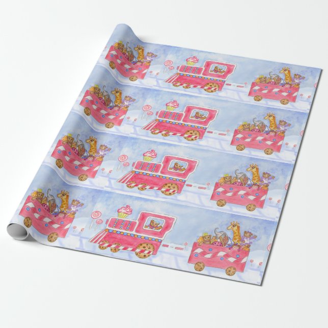 Papel de embrulho do trem de Natal  (Desenrolado)