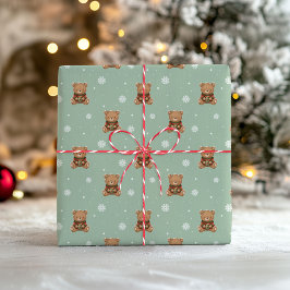 Papel de embrulho do ursinho de Natal doce