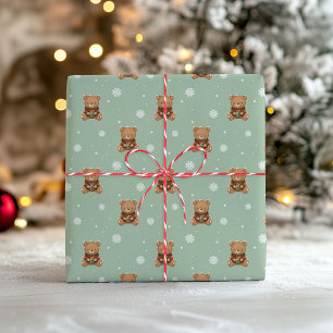 Papel de embrulho do ursinho de Natal doce