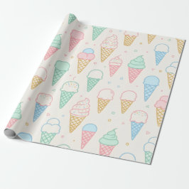 Papel de embrulho doce cone de sorvete pastel
