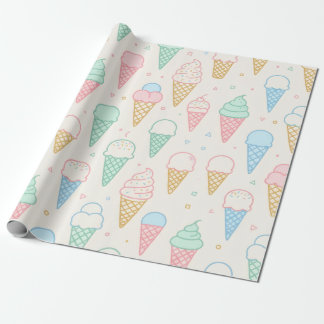 Papel de embrulho doce cone de sorvete pastel