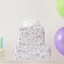 Papel de Embrulho Doodle de Frutas Caprichoso